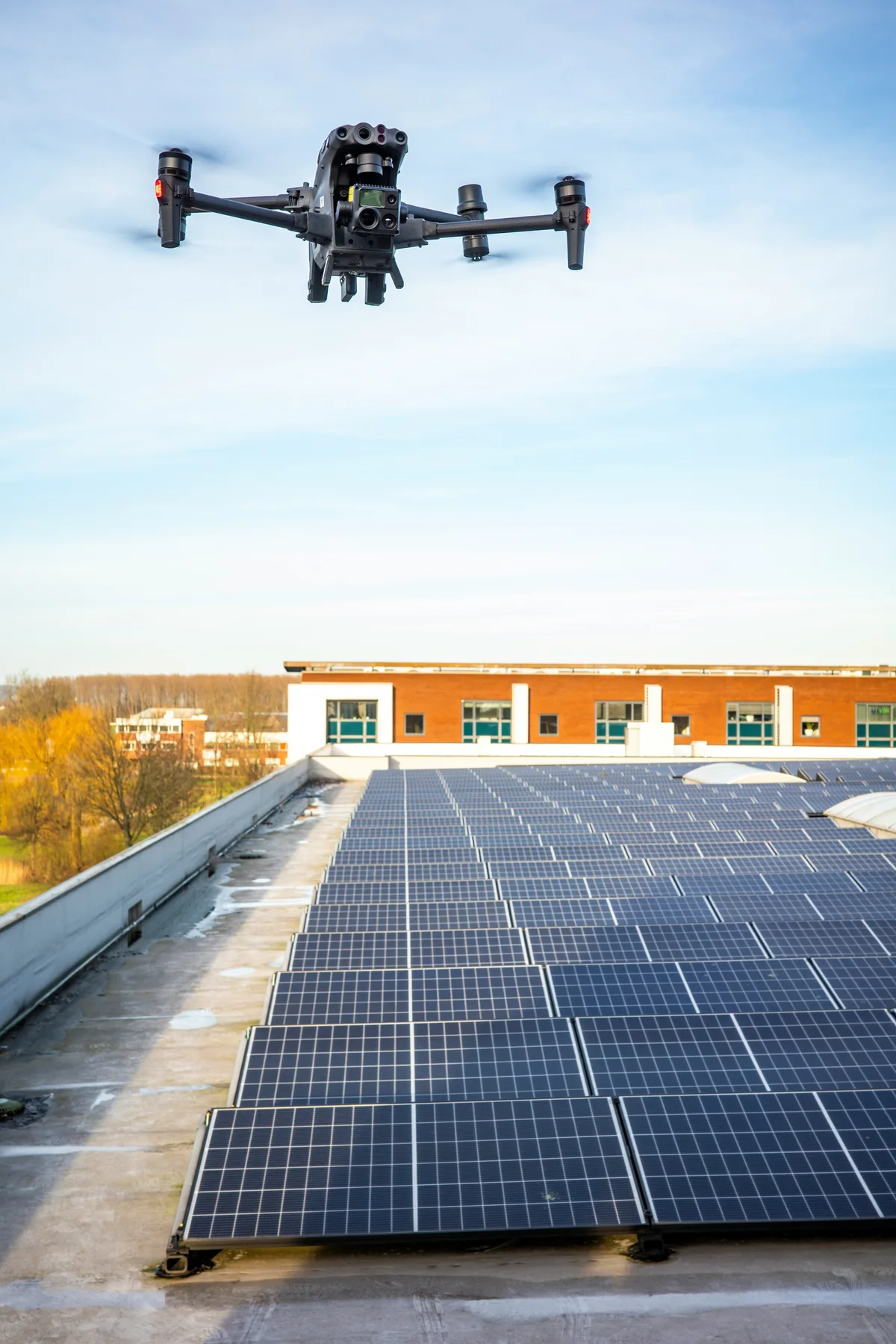 UAV inspecting an energy and solar infrastructure site