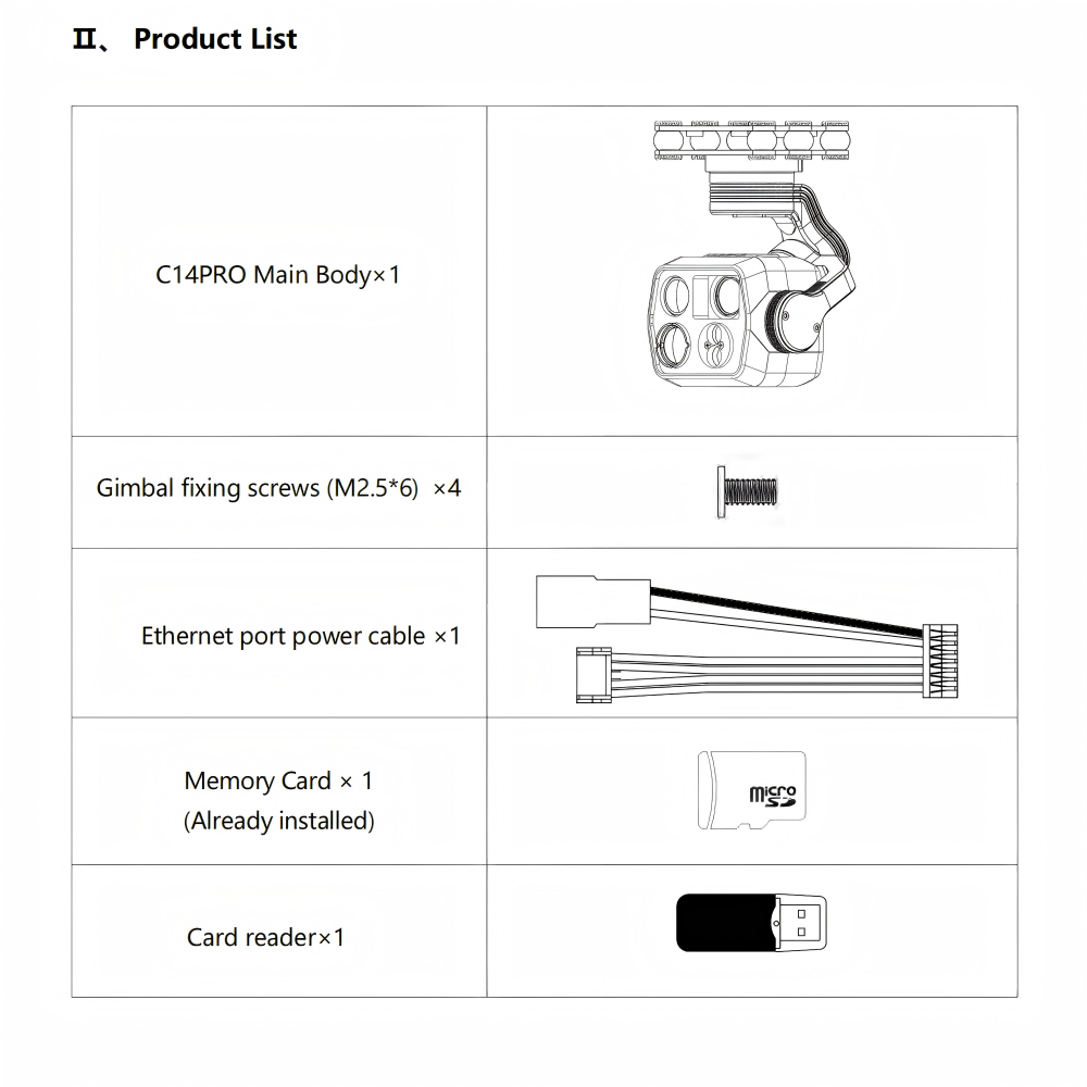 QS-C14PRO PACKING LIST